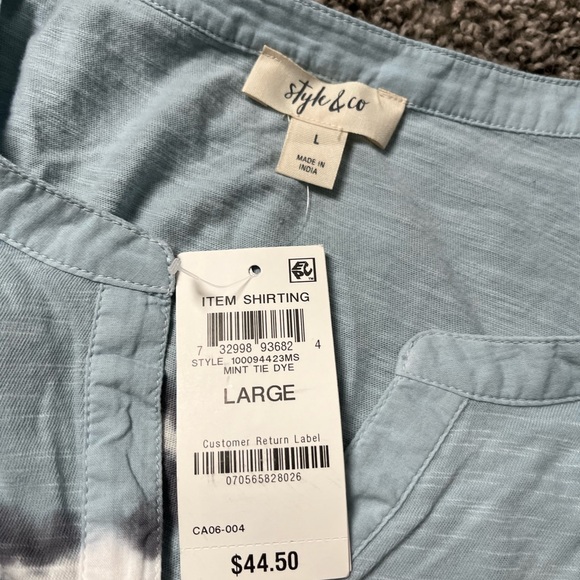 Style & Co. Tie Dye 3/4 Sleeve Top Women’s Size L NWT Spring Summer - Picture 2 of 3